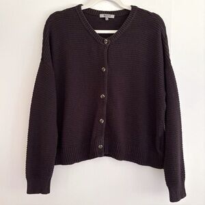 Madewell Cardigan Sweater Cotton Blend Crop Buttoned Dark Gray Size M
